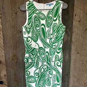ANTONIO MELANI Paisley Green and Cream Midi Dress